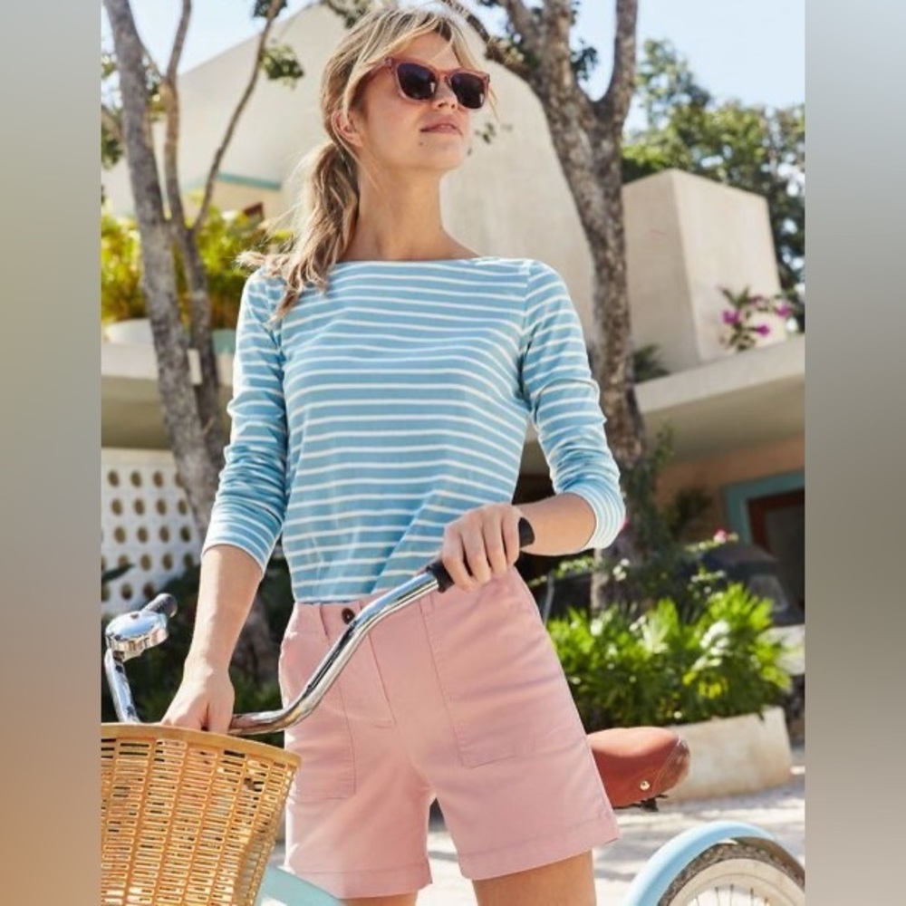 Boden Blue and White Striped Breton Shirt